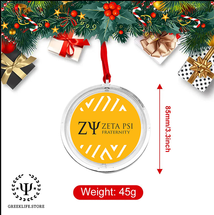 Zeta Psi Christmas Reversible Flat Round Ornament