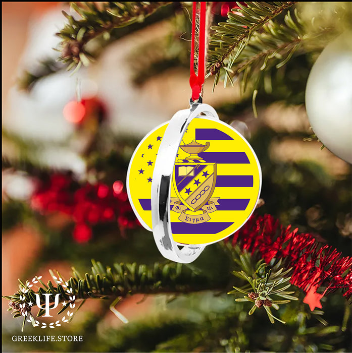 Phi Sigma Pi Christmas Reversible Flat Round Ornament