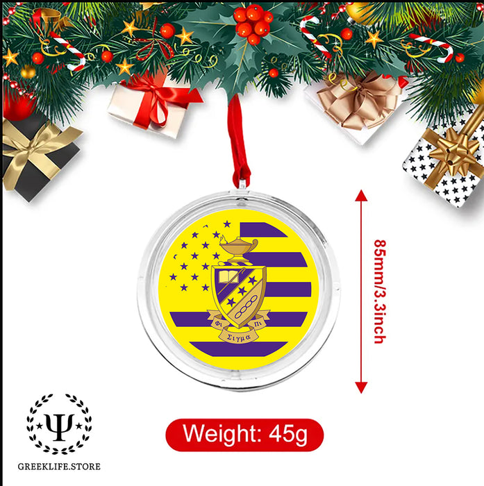 Phi Sigma Pi Christmas Reversible Flat Round Ornament