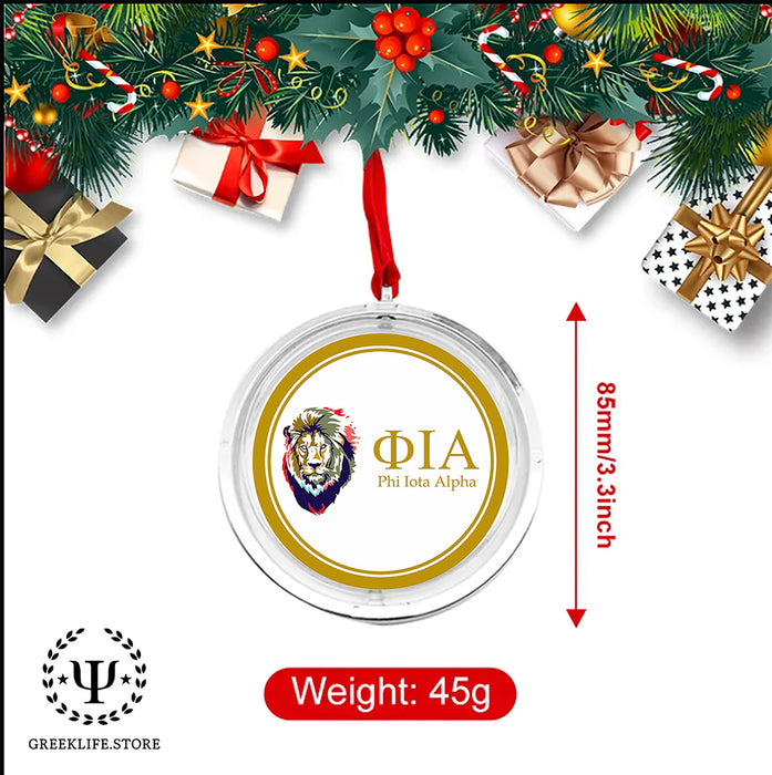 Phi Iota Alpha Christmas Reversible Flat Round Ornament