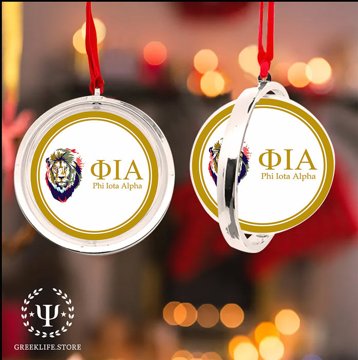 Phi Iota Alpha Christmas Reversible Flat Round Ornament
