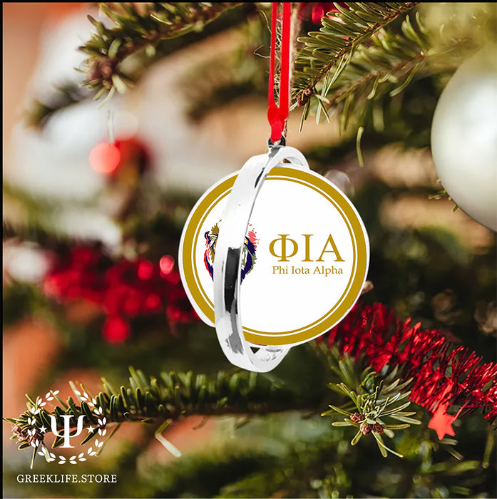 Phi Iota Alpha Christmas Reversible Flat Round Ornament