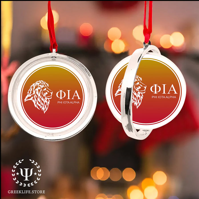 Phi Iota Alpha Christmas Reversible Flat Round Ornament