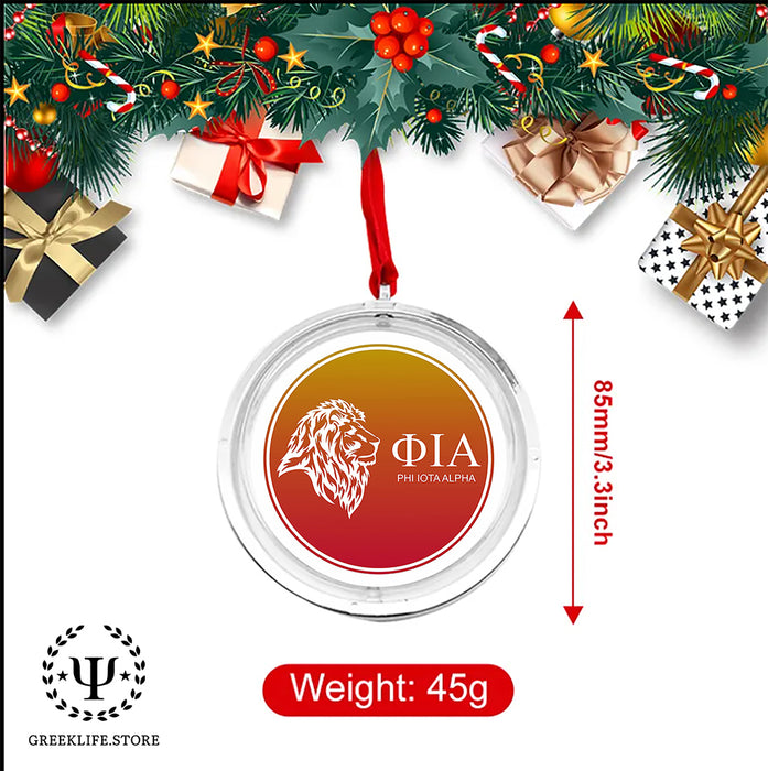 Phi Iota Alpha Christmas Reversible Flat Round Ornament