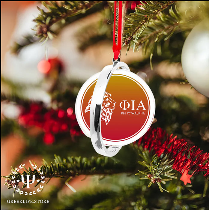 Phi Iota Alpha Christmas Reversible Flat Round Ornament