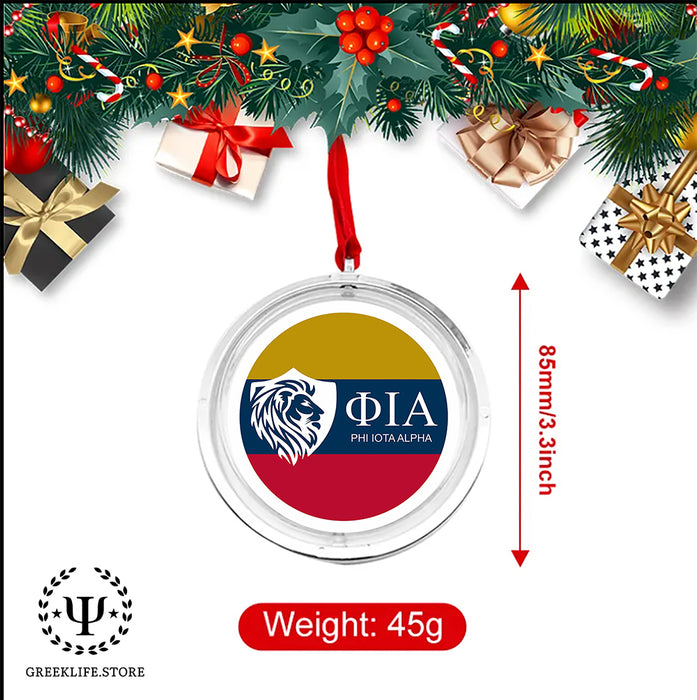 Phi Iota Alpha Christmas Reversible Flat Round Ornament