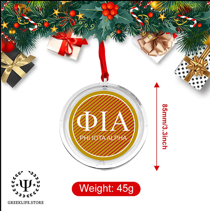 Phi Iota Alpha Christmas Reversible Flat Round Ornament