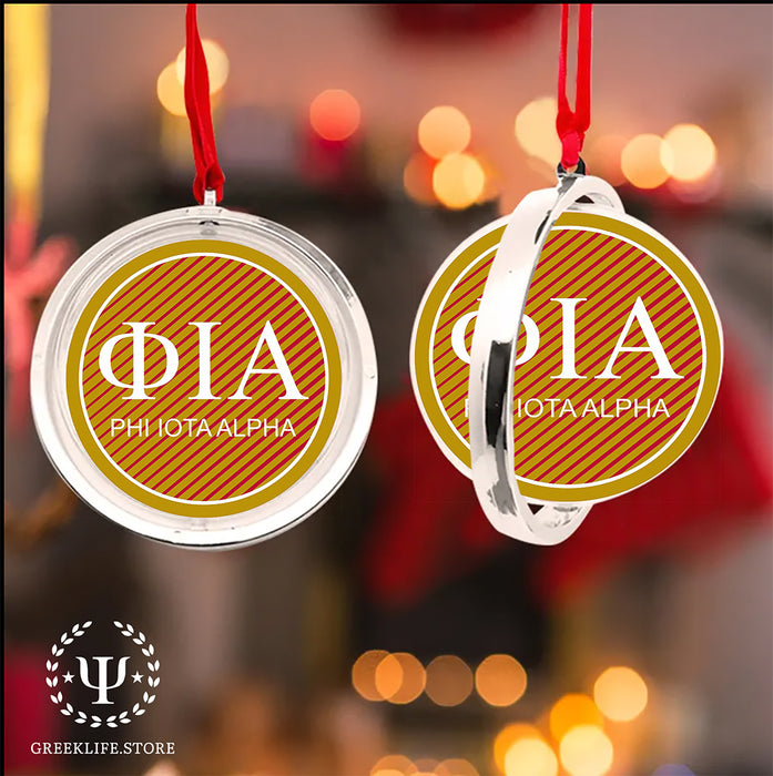 Phi Iota Alpha Christmas Reversible Flat Round Ornament