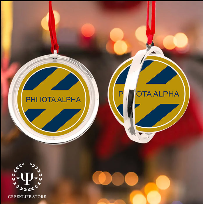 Phi Iota Alpha Christmas Reversible Flat Round Ornament