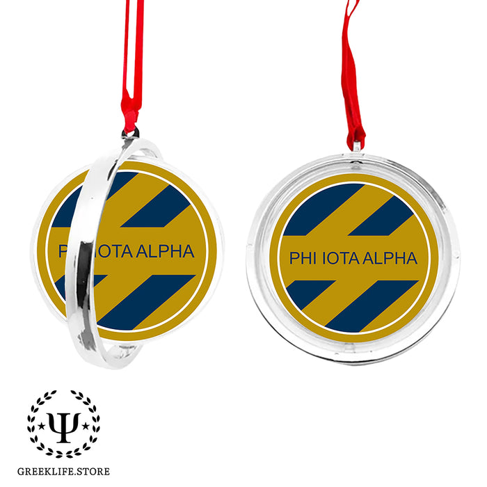 Phi Iota Alpha Christmas Reversible Flat Round Ornament
