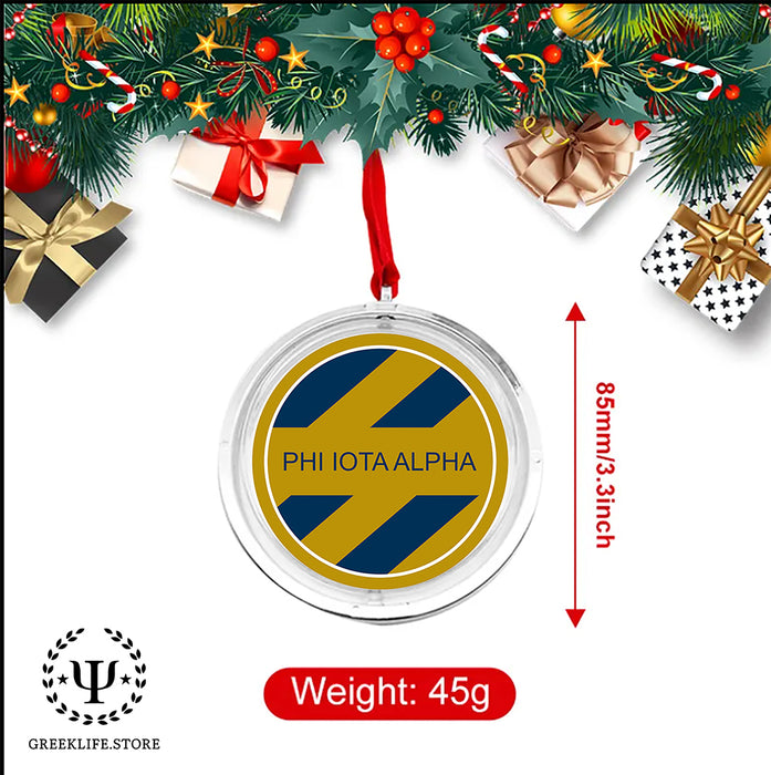Phi Iota Alpha Christmas Reversible Flat Round Ornament