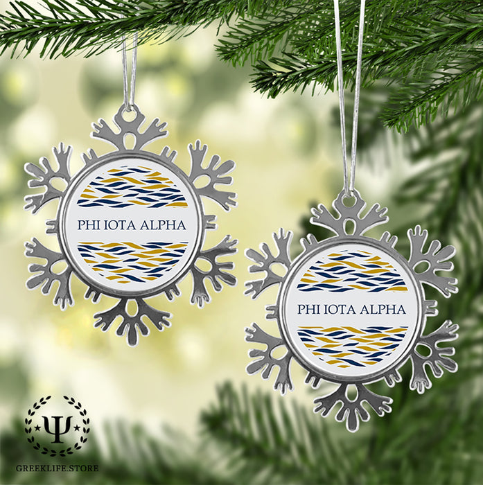 Phi Iota Alpha Christmas Ornament - Snowflake Metal