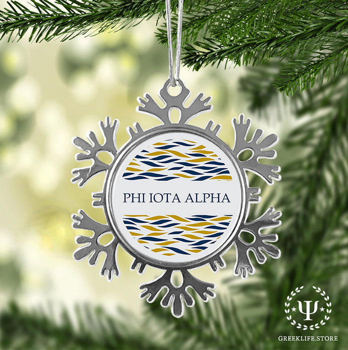 Phi Iota Alpha Christmas Ornament - Snowflake Metal