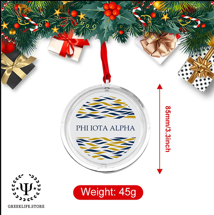Phi Iota Alpha Christmas Reversible Flat Round Ornament