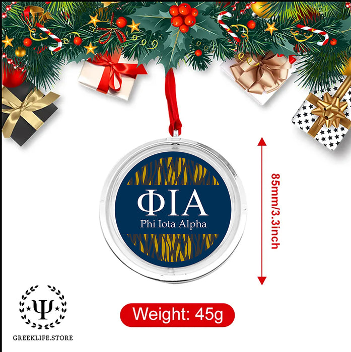 Phi Iota Alpha Christmas Reversible Flat Round Ornament