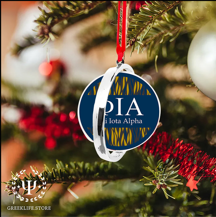 Phi Iota Alpha Christmas Reversible Flat Round Ornament