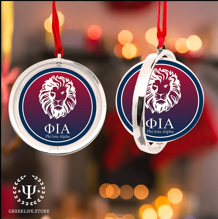 Phi Iota Alpha Christmas Reversible Flat Round Ornament