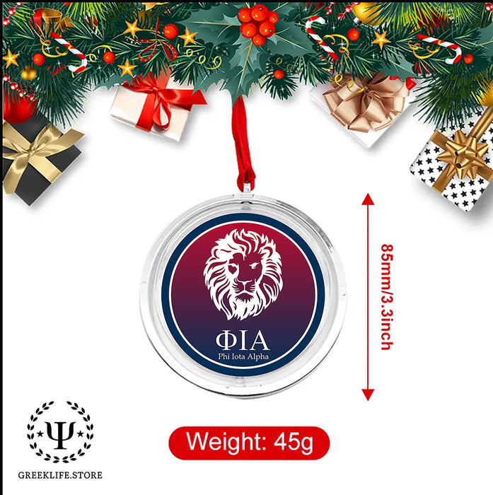 Phi Iota Alpha Christmas Reversible Flat Round Ornament