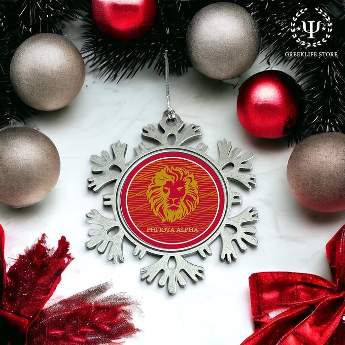 Phi Iota Alpha Christmas Ornament - Snowflake Metal