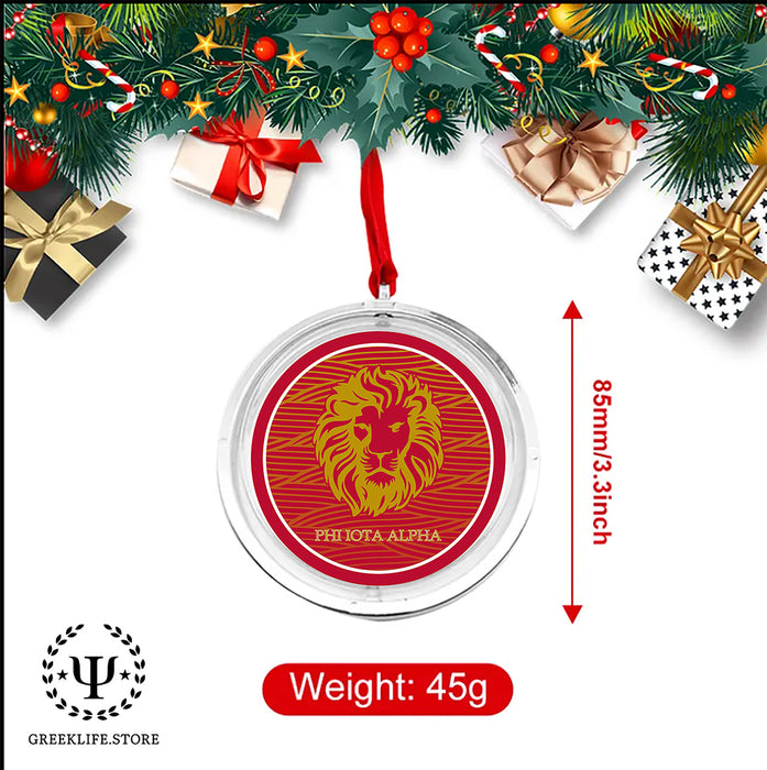 Phi Iota Alpha Christmas Reversible Flat Round Ornament