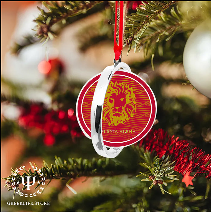 Phi Iota Alpha Christmas Reversible Flat Round Ornament