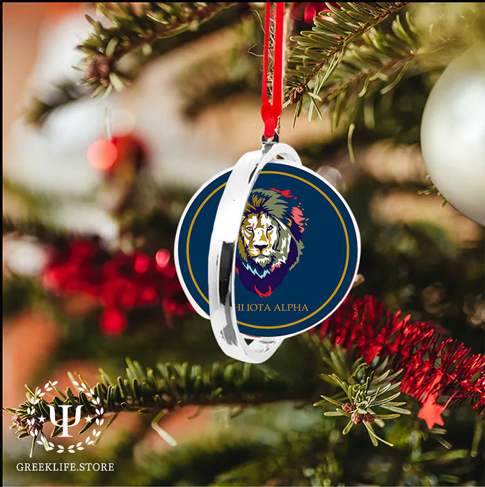 Phi Iota Alpha Christmas Reversible Flat Round Ornament