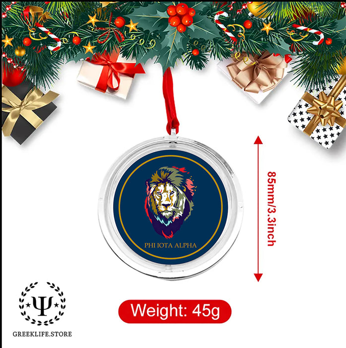 Phi Iota Alpha Christmas Reversible Flat Round Ornament