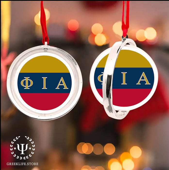 Phi Iota Alpha Christmas Reversible Flat Round Ornament