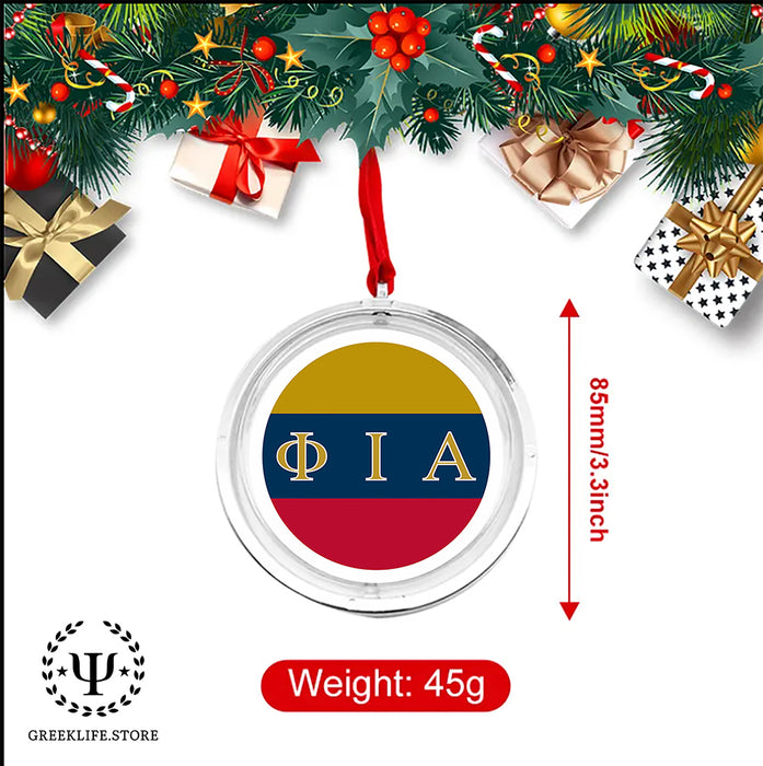 Phi Iota Alpha Christmas Reversible Flat Round Ornament