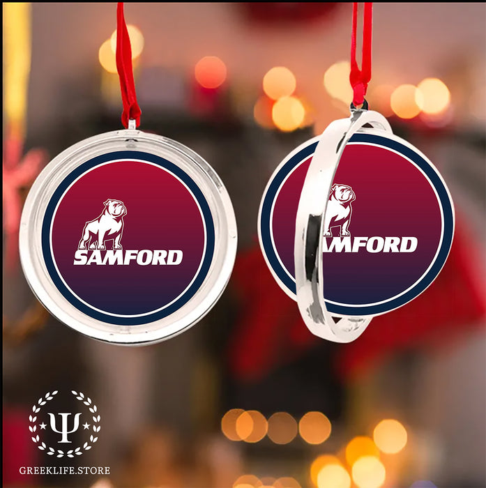 Samford University Christmas Reversible Flat Round Ornament
