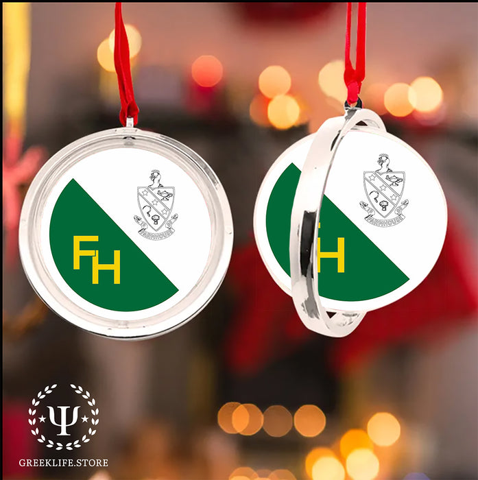 FarmHouse Christmas Ornament Reversible Flat Round Ornament