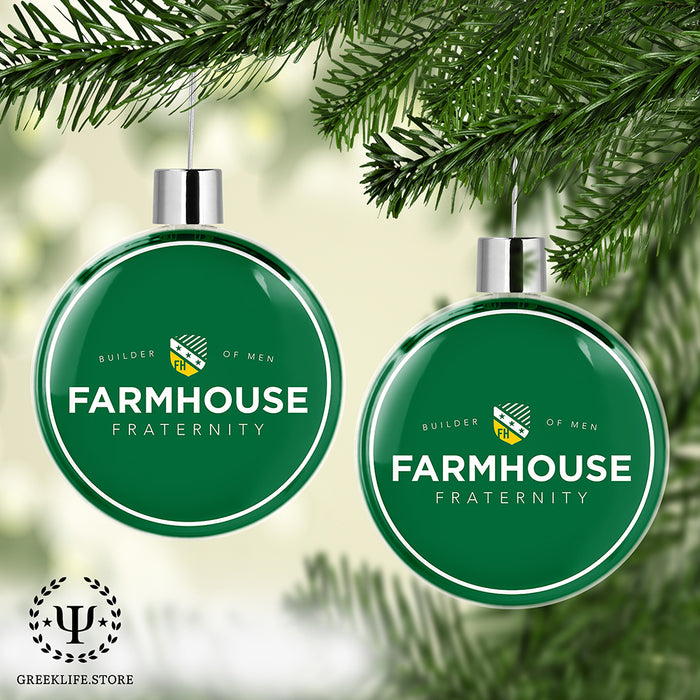 FarmHouse Christmas Ornament Flat Round