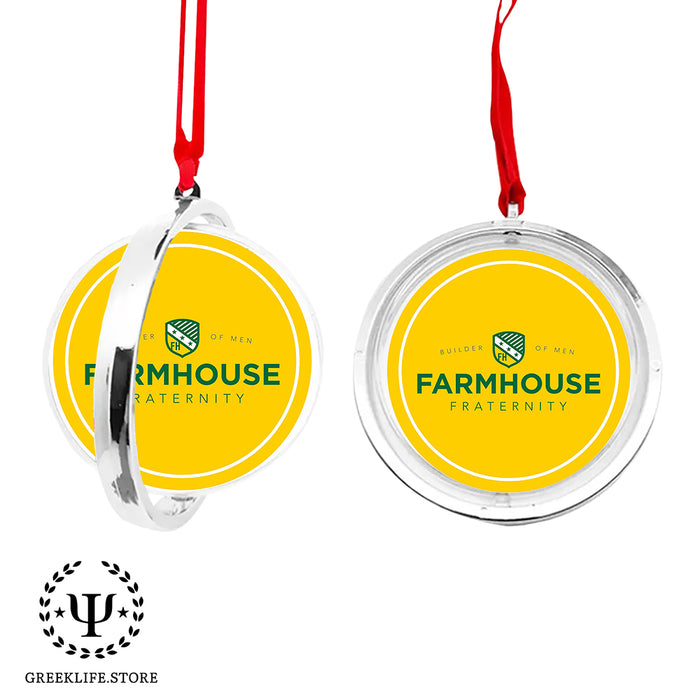 FarmHouse Christmas Ornament Reversible Flat Round Ornament