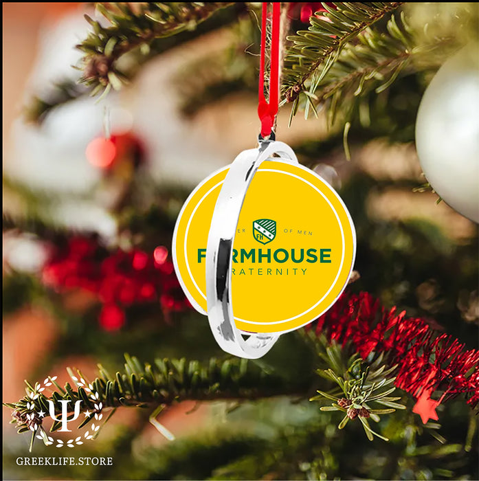 FarmHouse Christmas Ornament Reversible Flat Round Ornament