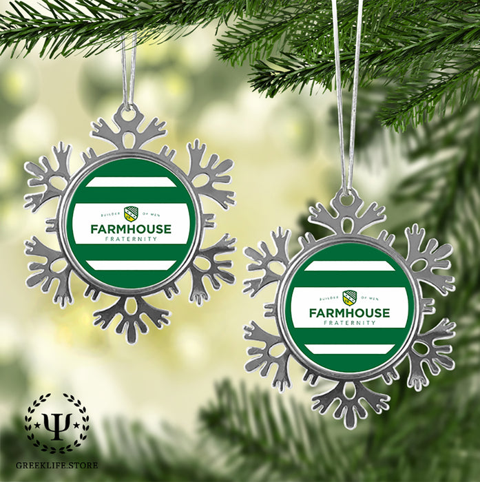 FarmHouse Christmas Ornament - Snowflake Metal