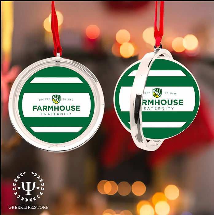 FarmHouse Christmas Ornament Reversible Flat Round Ornament
