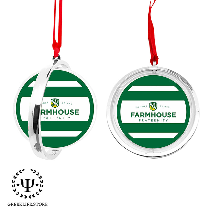 FarmHouse Christmas Ornament Reversible Flat Round Ornament