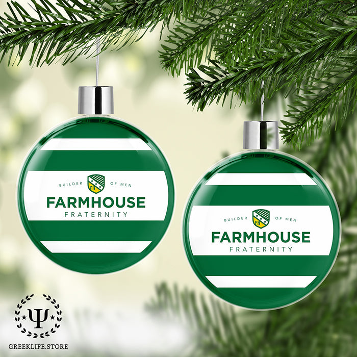 FarmHouse Christmas Ornament Flat Round