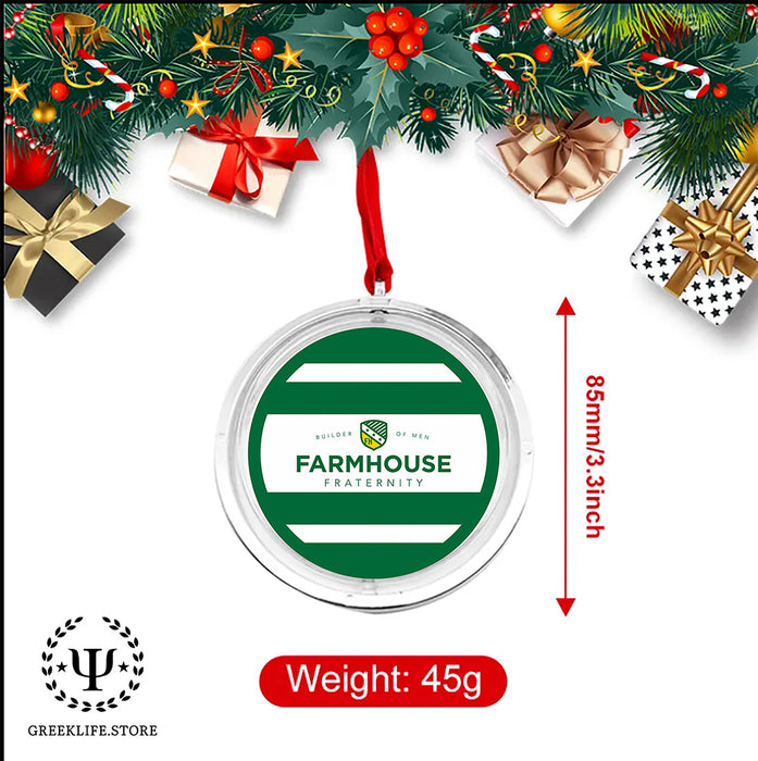 FarmHouse Christmas Ornament Reversible Flat Round Ornament