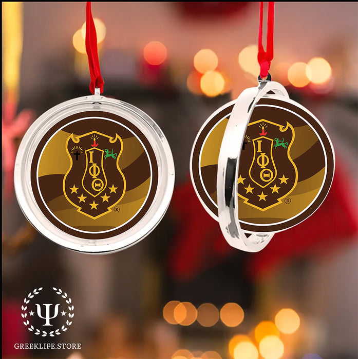 Iota Phi Theta Christmas Reversible Flat Round Ornament