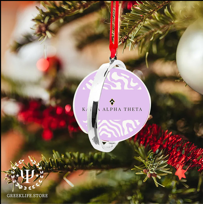 Kappa Alpha Theta Christmas Reversible Flat Round Ornament