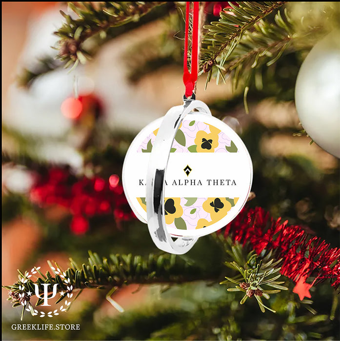 Kappa Alpha Theta Christmas Reversible Flat Round Ornament