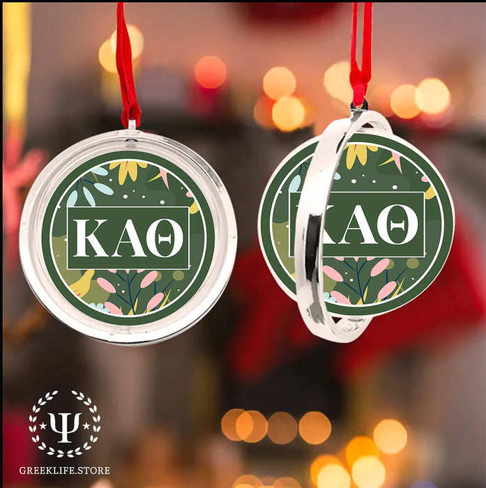 Kappa Alpha Theta Christmas Reversible Flat Round Ornament