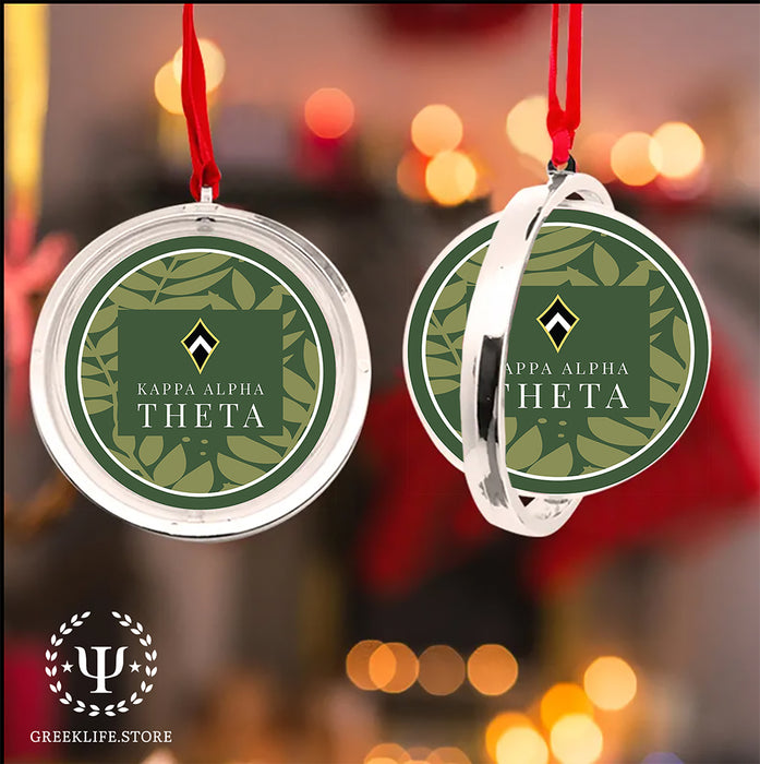 Kappa Alpha Theta Christmas Reversible Flat Round Ornament