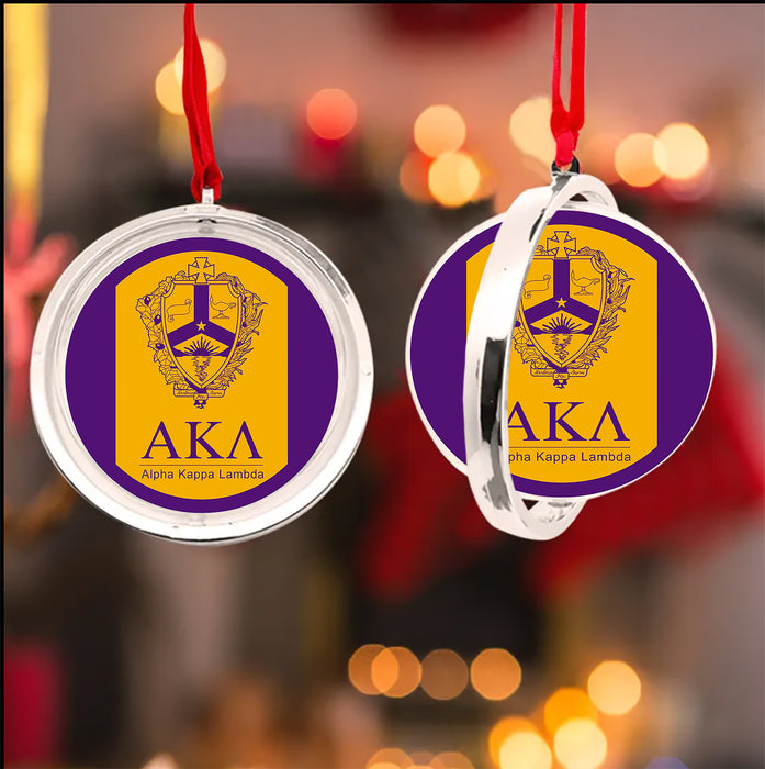 Alpha Kappa Lambda Christmas Reversible Flat Round Ornament