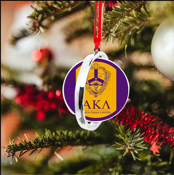 Alpha Kappa Lambda Christmas Reversible Flat Round Ornament
