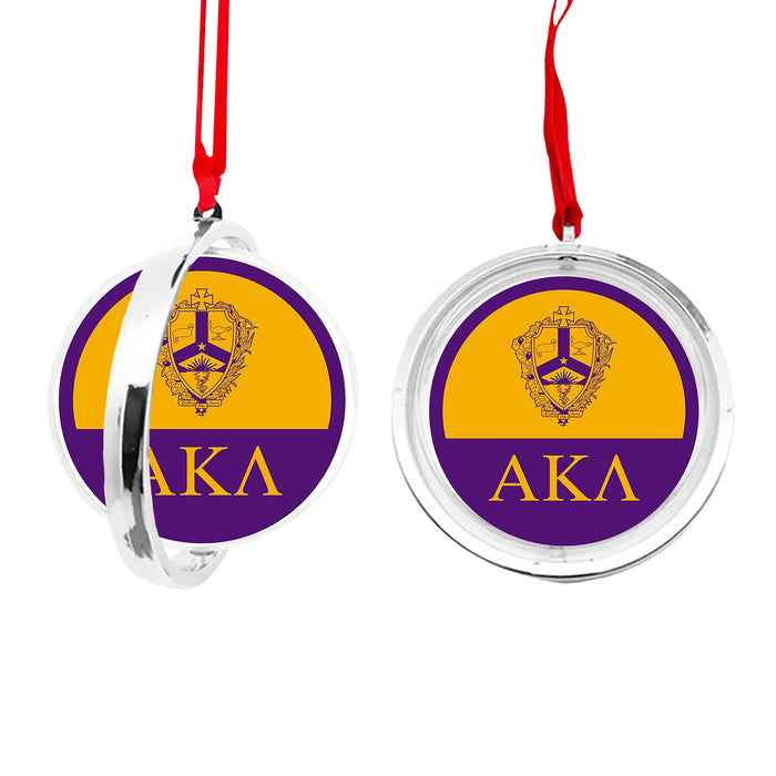 Alpha Kappa Lambda Christmas Reversible Flat Round Ornament