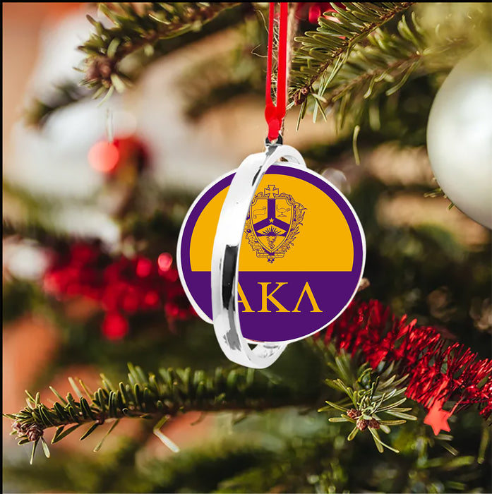 Alpha Kappa Lambda Christmas Reversible Flat Round Ornament