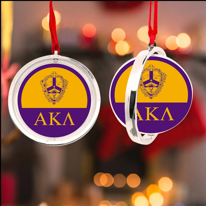 Alpha Kappa Lambda Christmas Reversible Flat Round Ornament