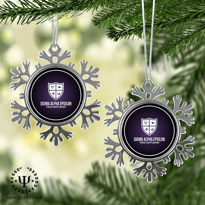 Sigma Alpha Epsilon Christmas Ornament - Snowflake Metal